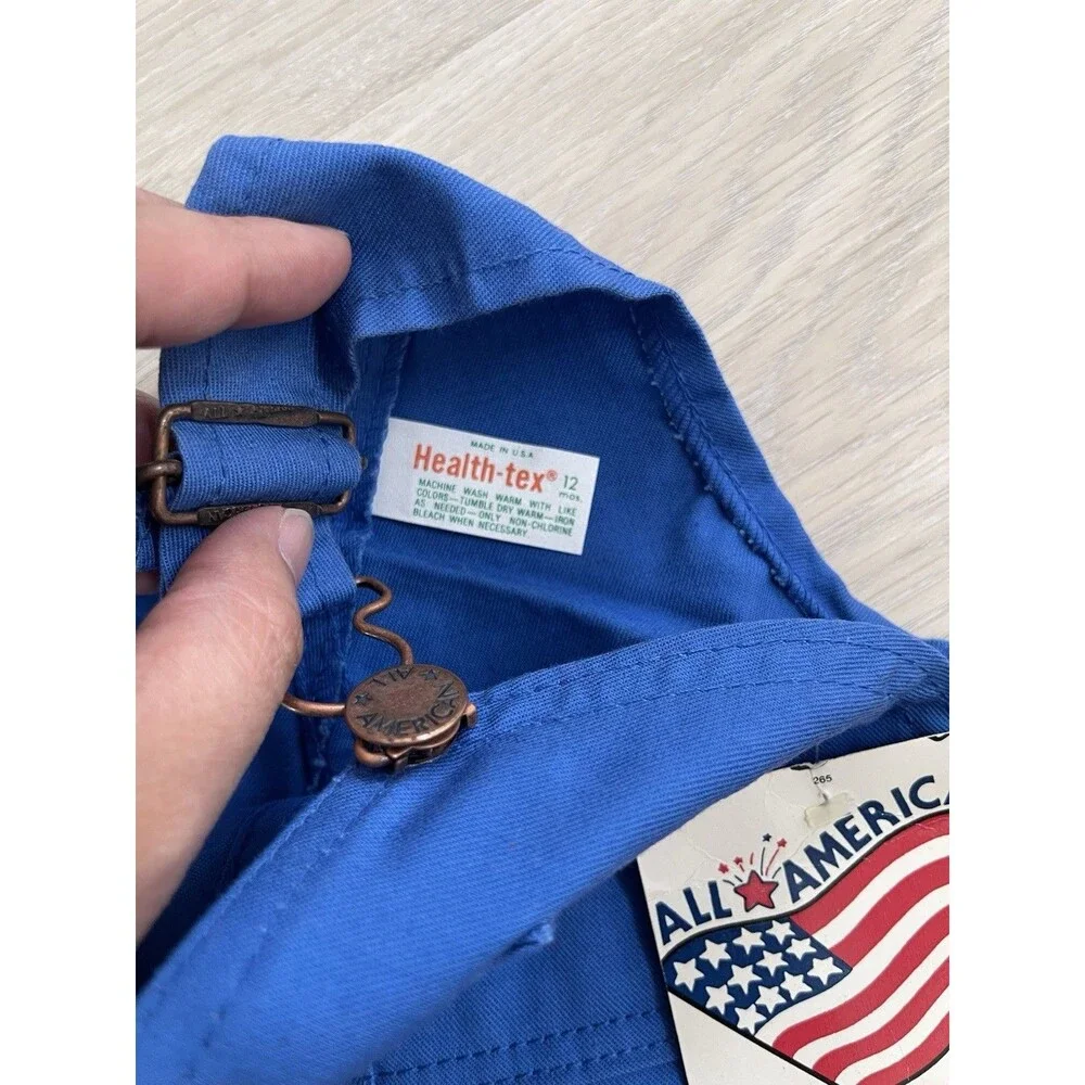 Rare! Vintage Healthtex All American Blue Overall 12 Months Button Closure NEW!